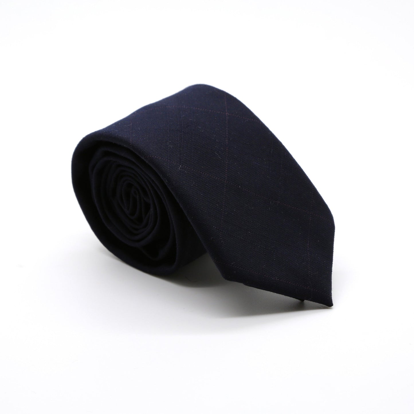 Slim Navy Blue and Burgundy Plaid Neckties & Handkerchief