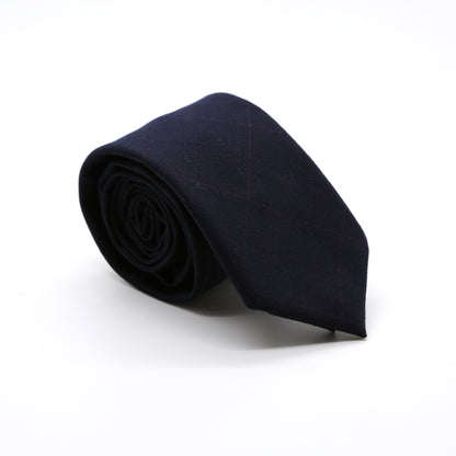 Slim Navy Blue and Burgundy Plaid Neckties & Handkerchief
