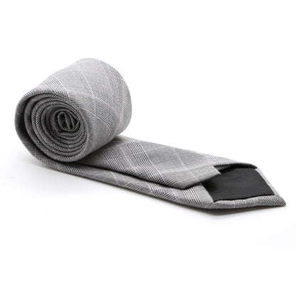 Slim Grey and Lavender Plaid Neckties & Handkerchief