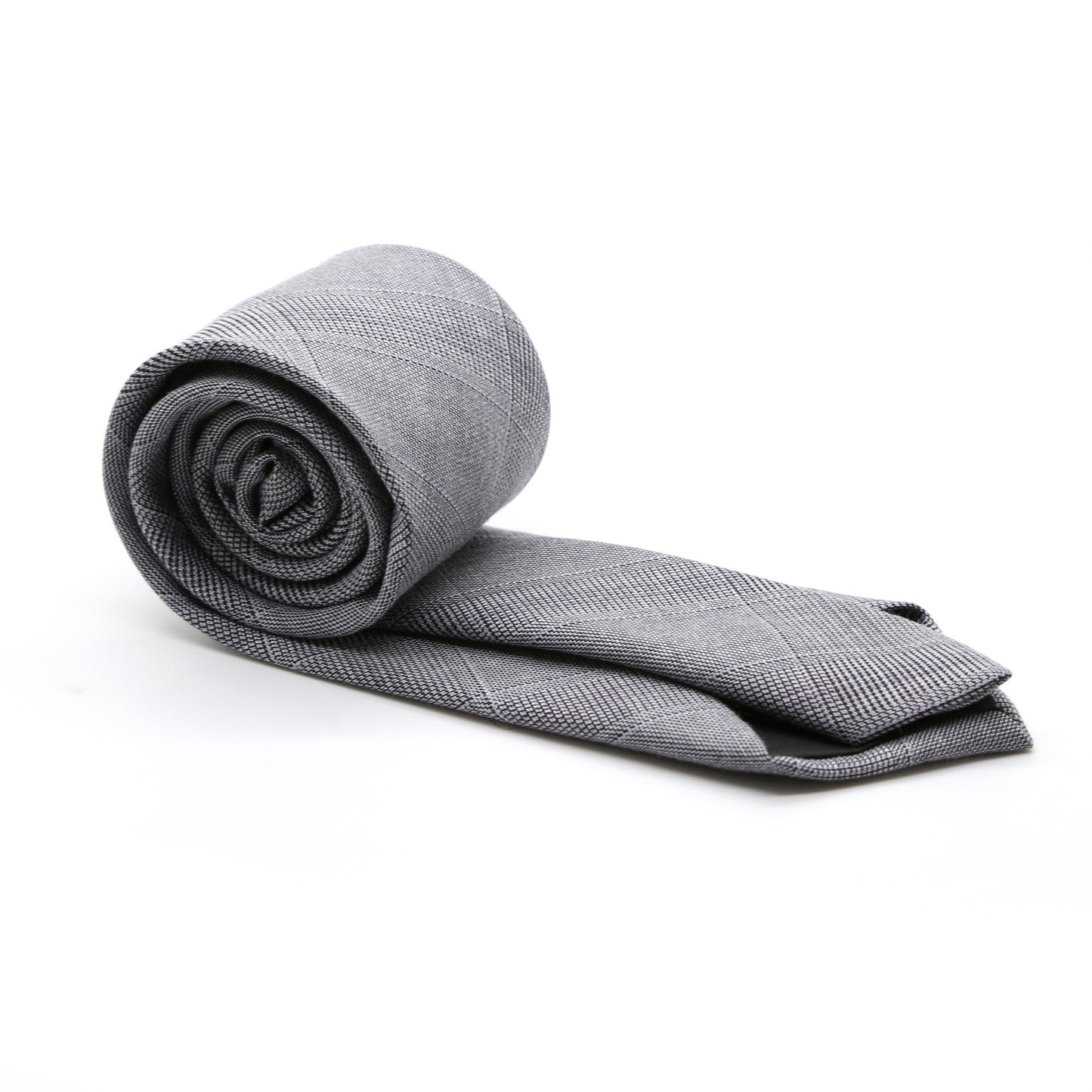 Slim Light Grey & Lavender Plaid Neckties & Handkerchief