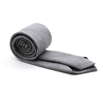 Slim Light Grey & Lavender Plaid Neckties & Handkerchief