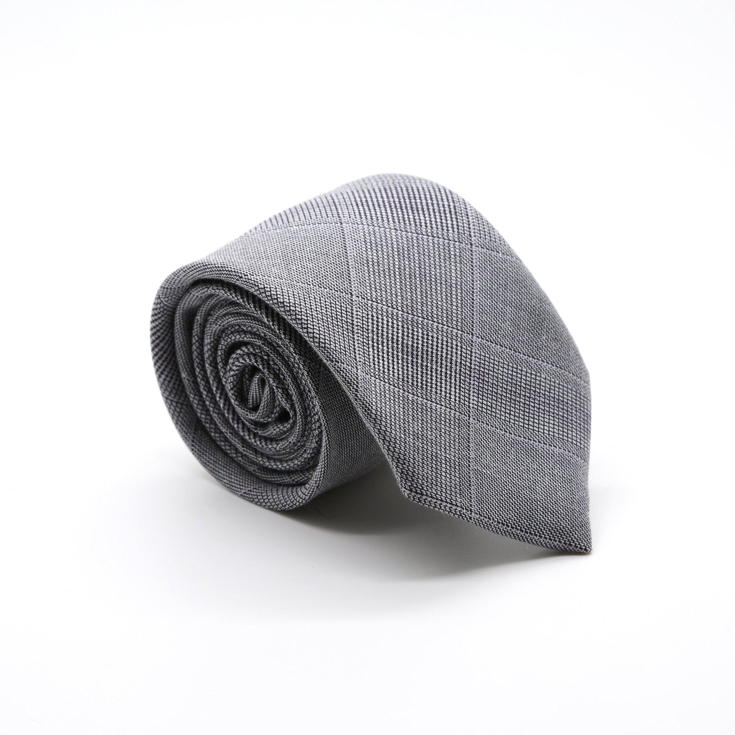 Slim Light Grey & Lavender Plaid Neckties & Handkerchief