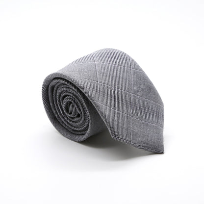 Slim Light Grey & Lavender Plaid Neckties & Handkerchief