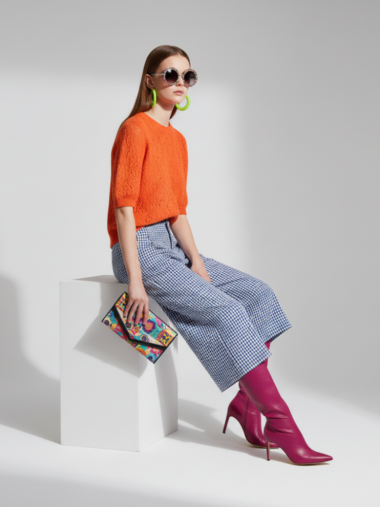 Pantalón de Cuadro Ancho 7/8, Brooklyn Heights | Mujer - BYMANYC ® New York
