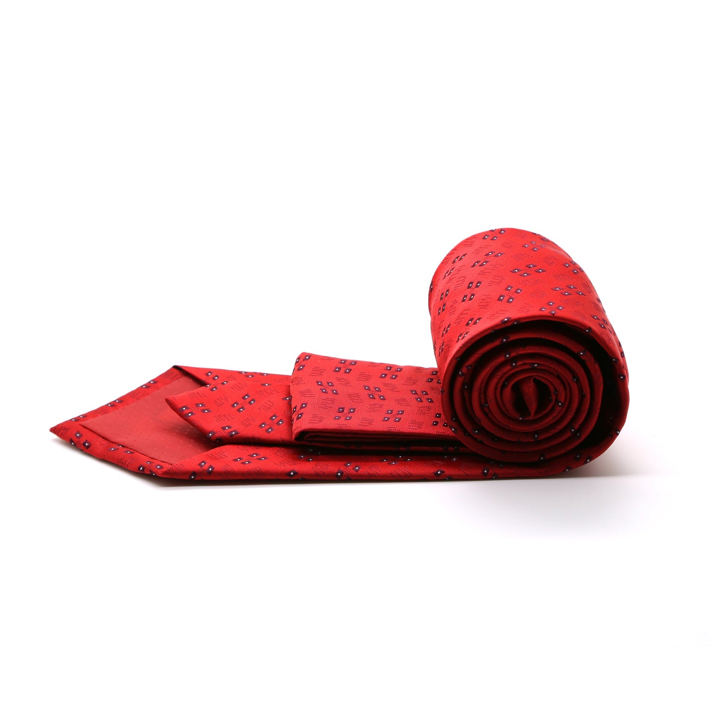 Ferrecci Mens Red Geo Pattern Necktie with Handkerchief Set