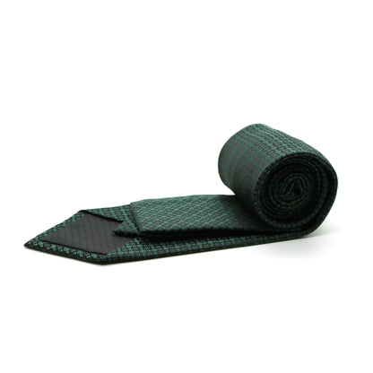 Ferrecci Mens Green Geometric Necktie with Handkerchief Set