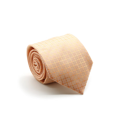 Ferrecci Mens Peach Geometric Necktie with Handkerchief Set