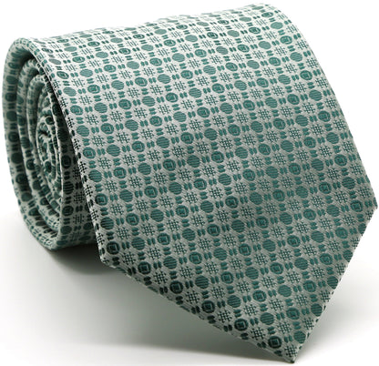 Mens Dads Classic Green Geometric Pattern Business Casual Necktie & Hanky Set R-8