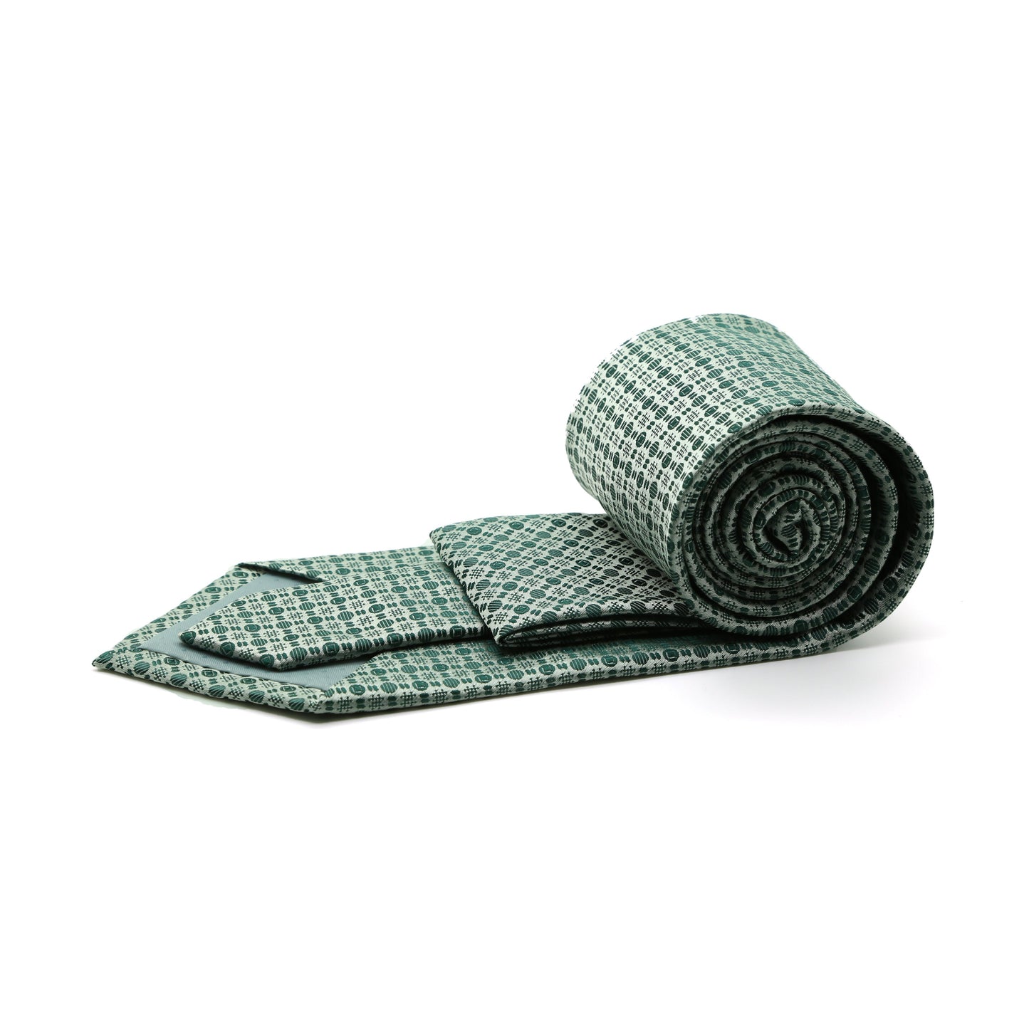 Ferrecci Mens Green Geometric Necktie with Handkerchief Set