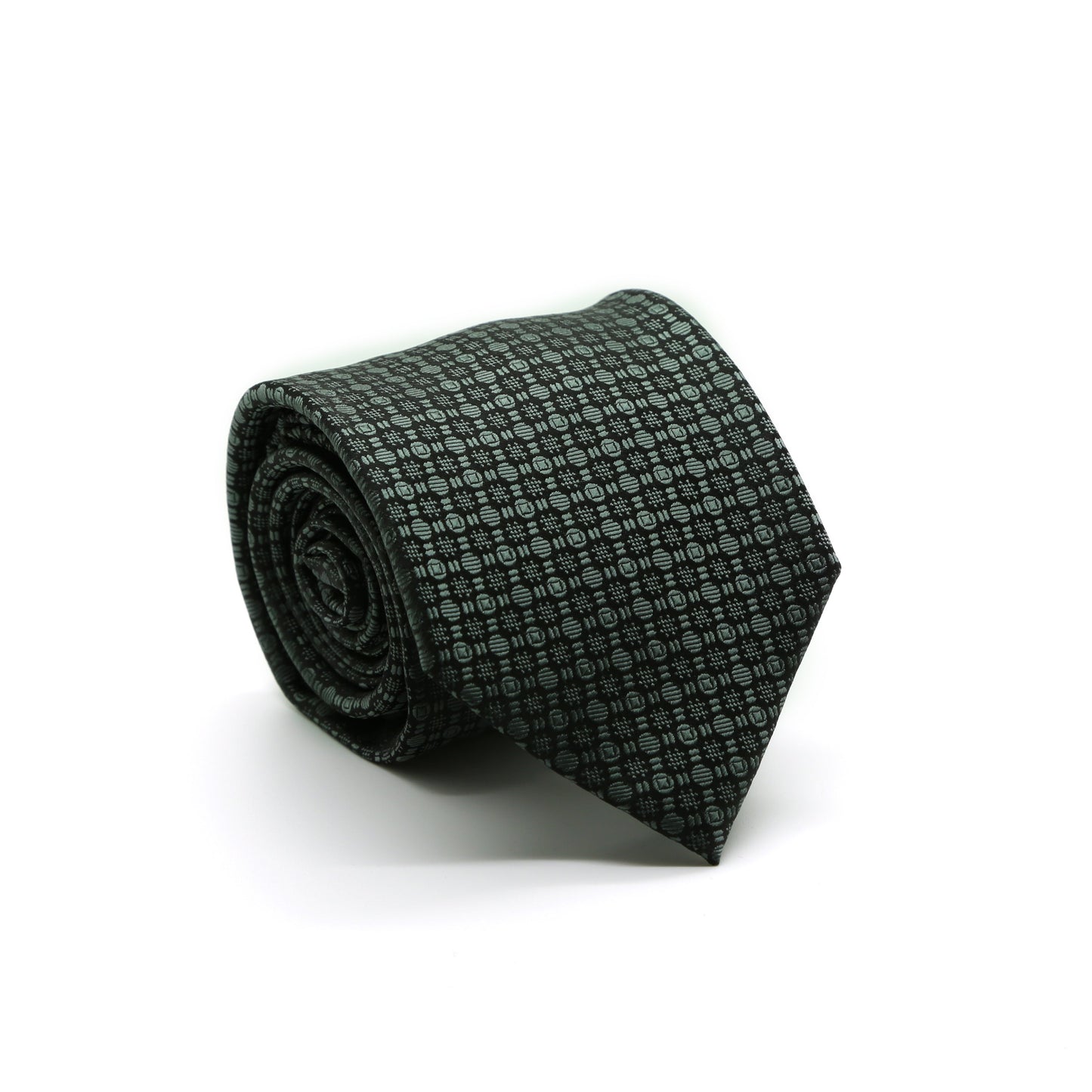 Ferrecci Mens Grey Geometric Necktie with Handkerchief Set