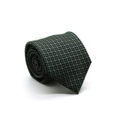 Ferrecci Mens Grey Geometric Necktie with Handkerchief Set