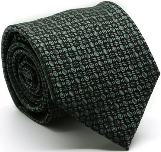 Mens Dads Classic Grey Geometric Pattern Business Casual Necktie & Hanky Set R-9