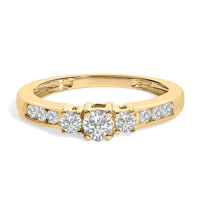 Anillo de oro blanco de 10K con diamante de 1/2 quilate de tres piedras