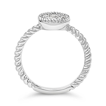 Sterling Silver 1/4 Cttw Diamond Floral Round Braided Ring