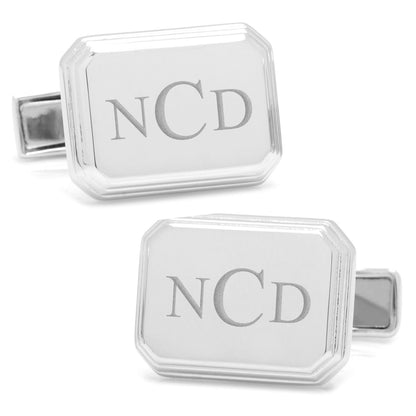 Gemelos rectangulares de plata grabables