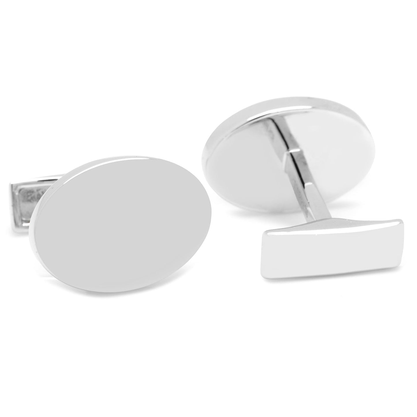 Sterling Silver Infinity Edge Oval Engravable Cufflinks - My Men's Shop