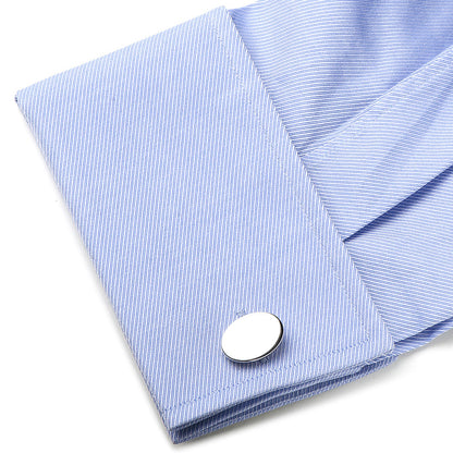 Sterling Silver Infinity Edge Oval Engravable Cufflinks - My Men's Shop