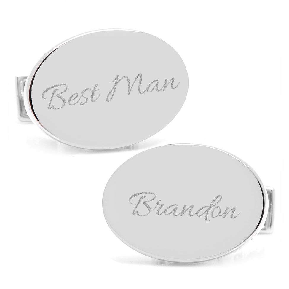 Sterling Silver Infinity Edge Oval Engravable Cufflinks - My Men's Shop