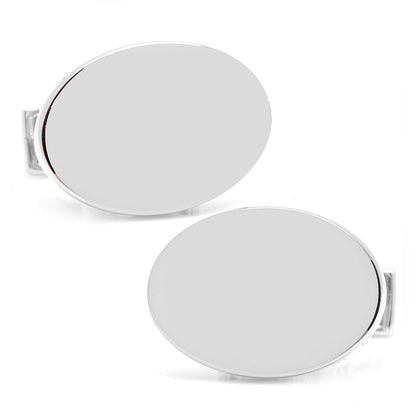 Sterling Silver Infinity Edge Oval Engravable Cufflinks - My Men's Shop