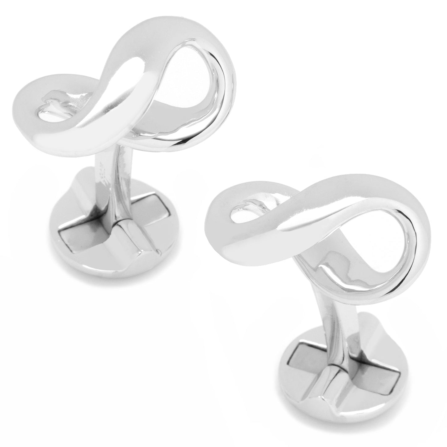 Gemelos de plata de ley con el símbolo del infinito