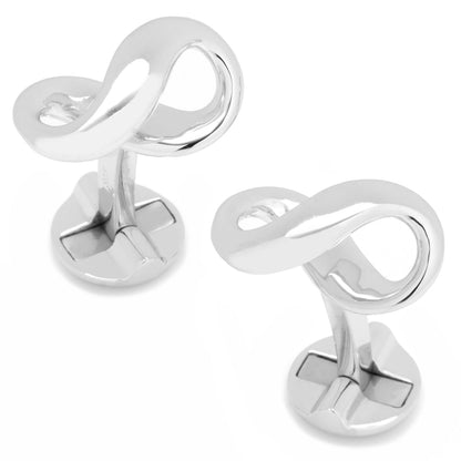 Gemelos de plata de ley con el símbolo del infinito