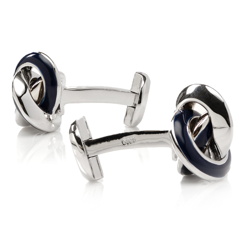 Sterling Blue Enamel Knot Cufflinks - My Men's Shop