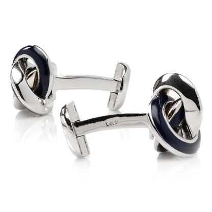 Sterling Blue Enamel Knot Cufflinks - My Men's Shop
