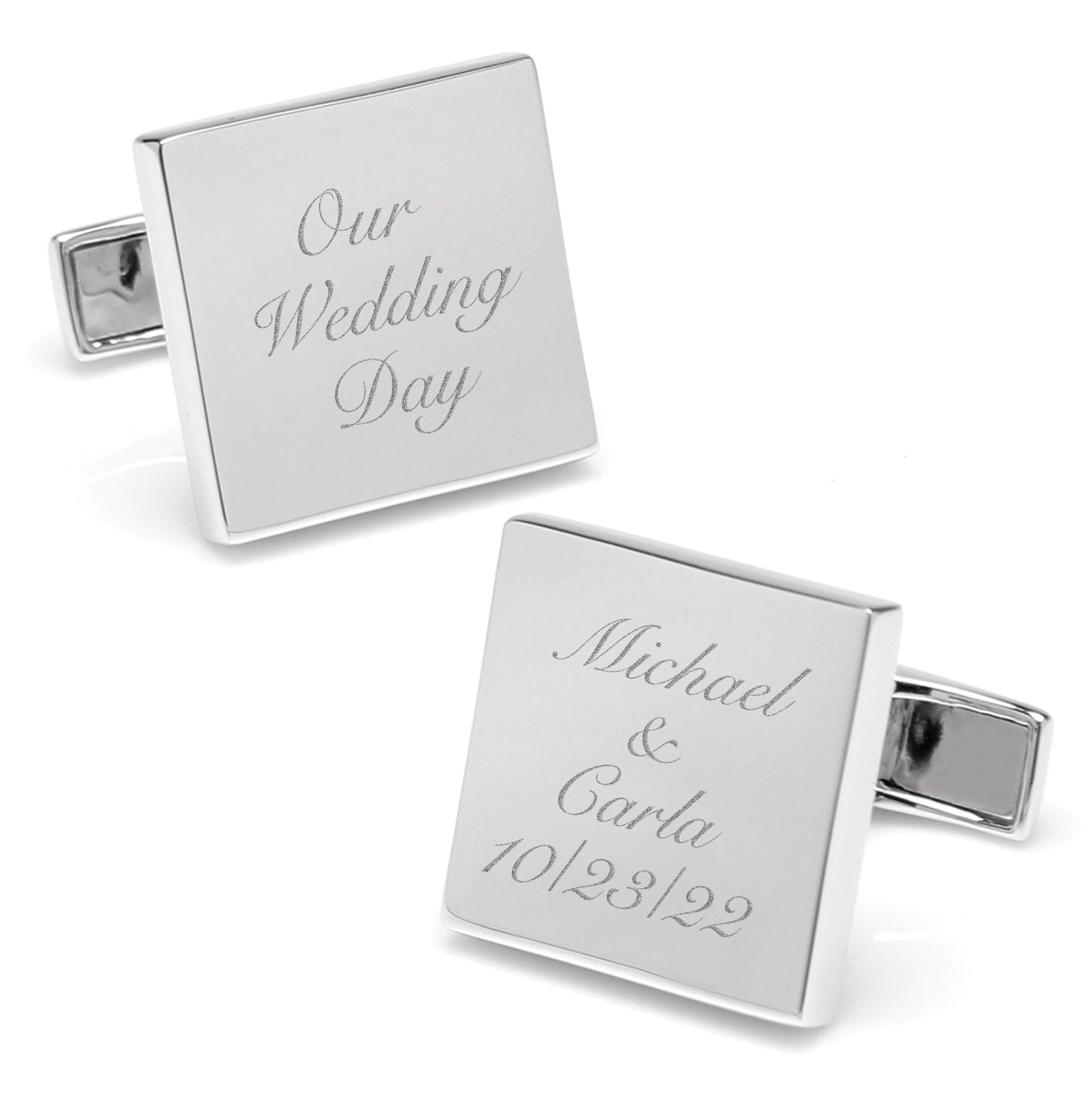 Sterling Silver Infinity Edge Square Engravable Cufflinks - My Men's Shop