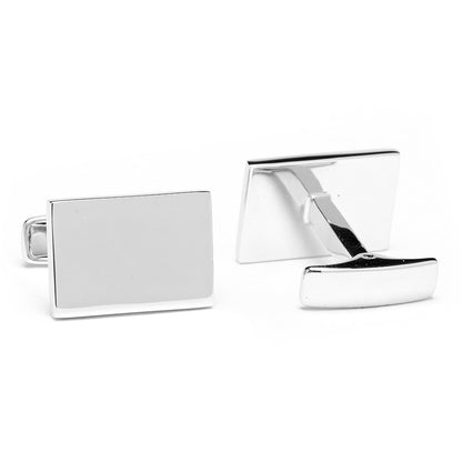 Sterling Silver Infinity Edge Rectangle Engravable Cufflinks - My Men's Shop