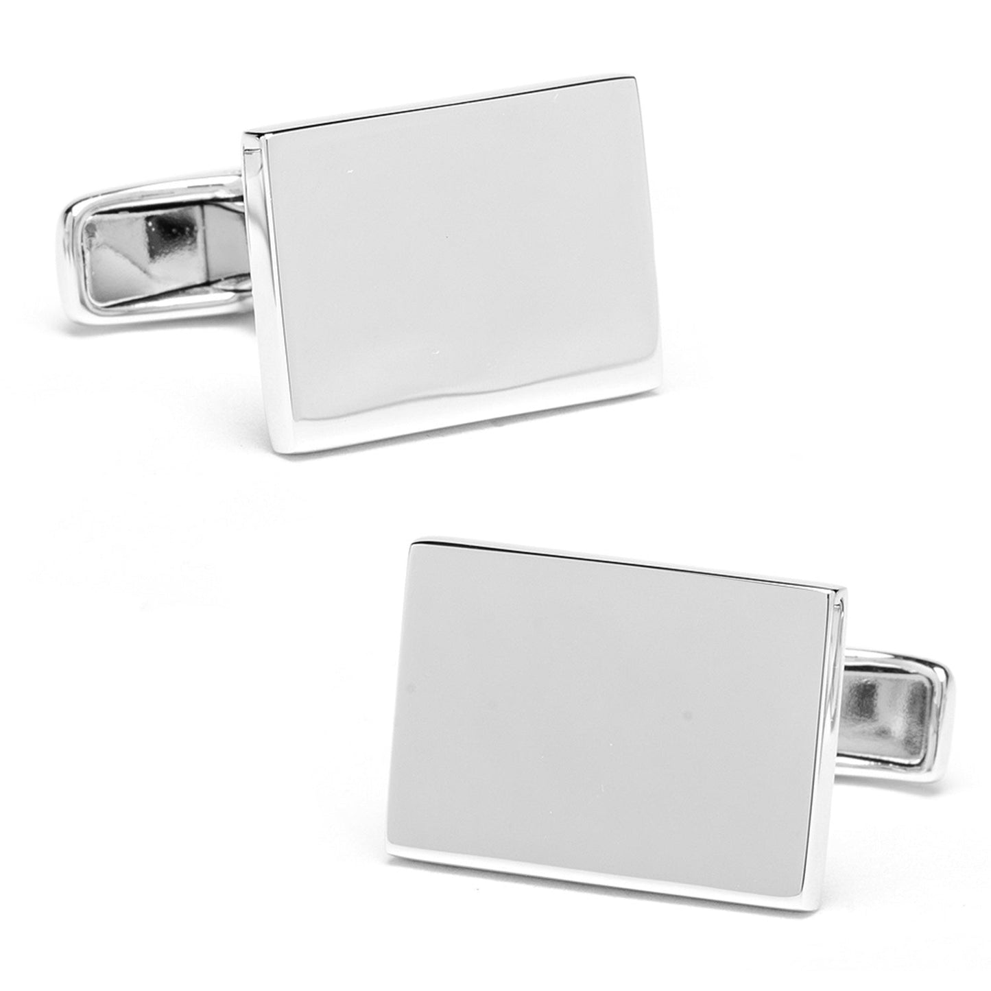 Gemelos grabables rectangulares con borde infinito de plata de ley
