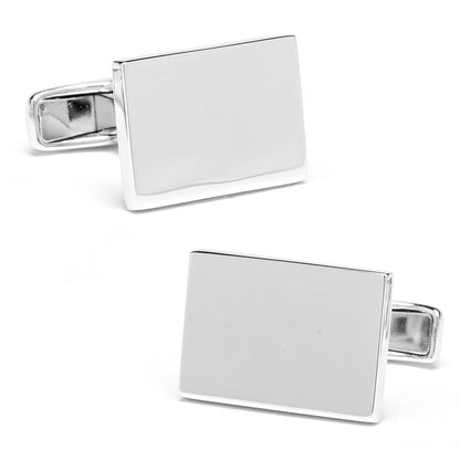 Gemelos grabables rectangulares con borde infinito de plata de ley