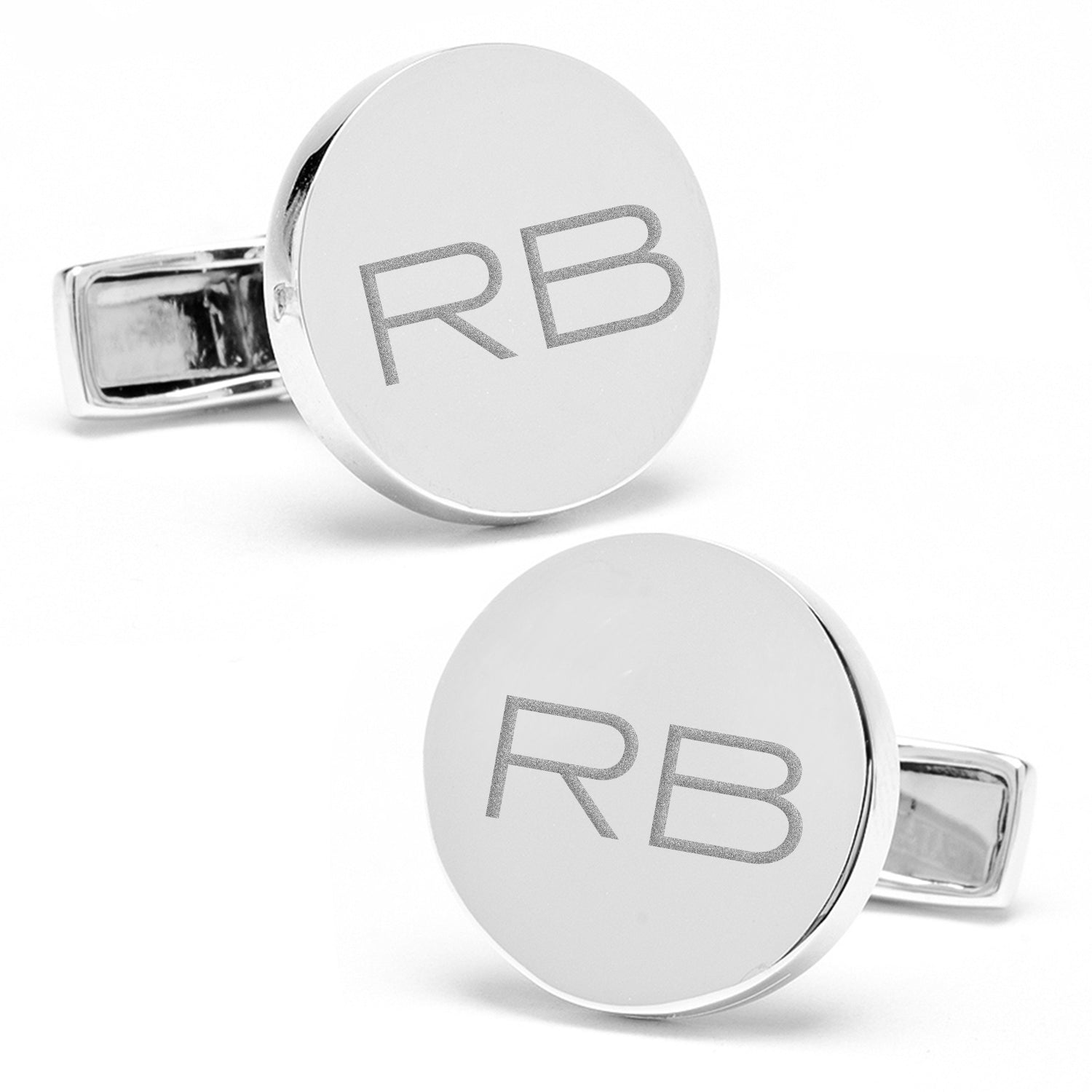 Sterling Silver Infinity Edge Round Engravable Cufflinks - My Men's Shop