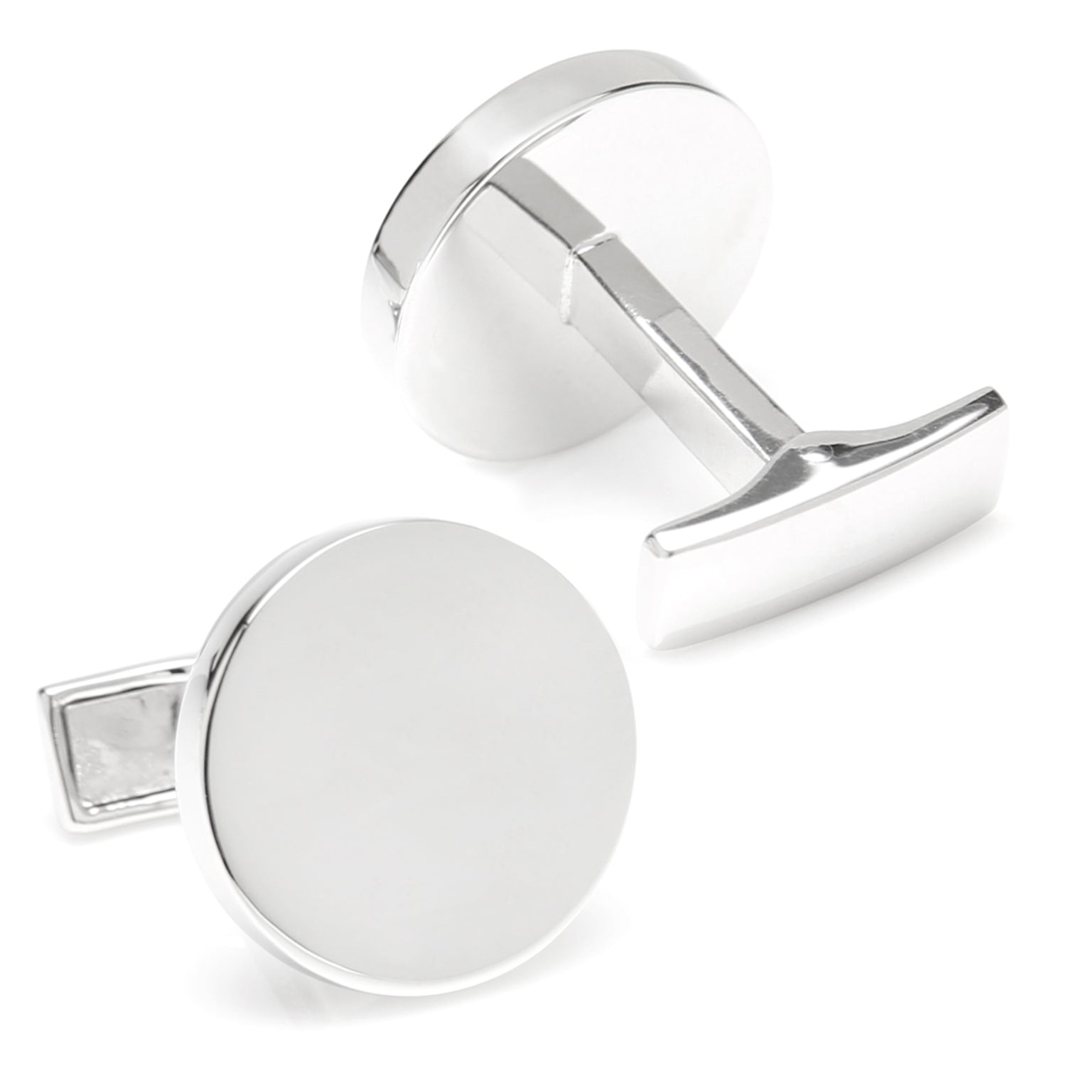 Sterling Silver Infinity Edge Round Engravable Cufflinks - My Men's Shop
