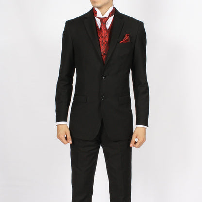 Ferrecci Mens PV150 - Red/Black with Black Back Adjustable Vest Set