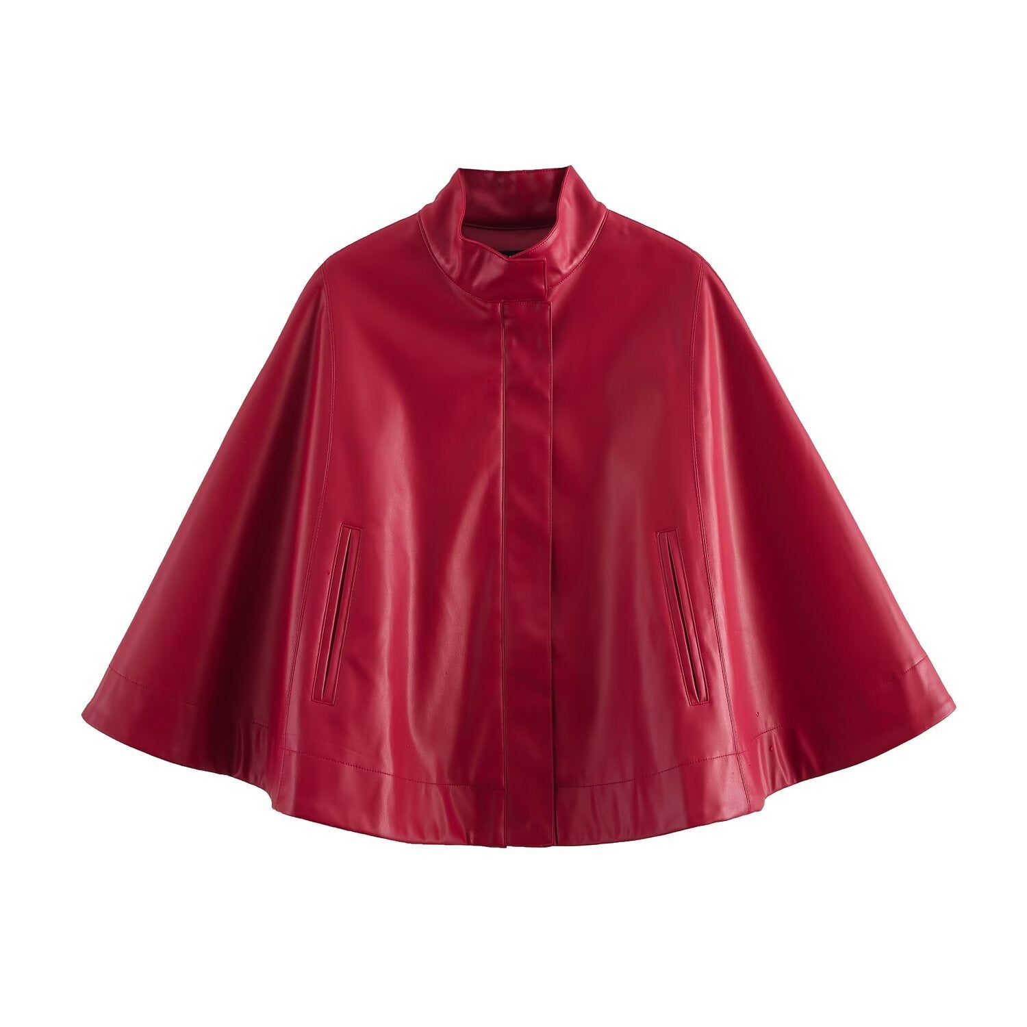 Red Leather-Style Short Cape Jacket For Women, Greenwich Village, BYMANYC New York. - My Men's Shop