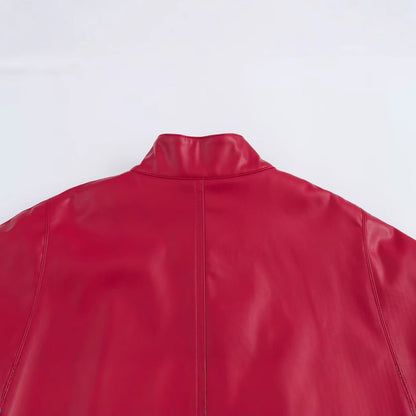 Red Leather-Style Short Cape Jacket For Women, Greenwich Village, BYMANYC New York. - My Men's Shop