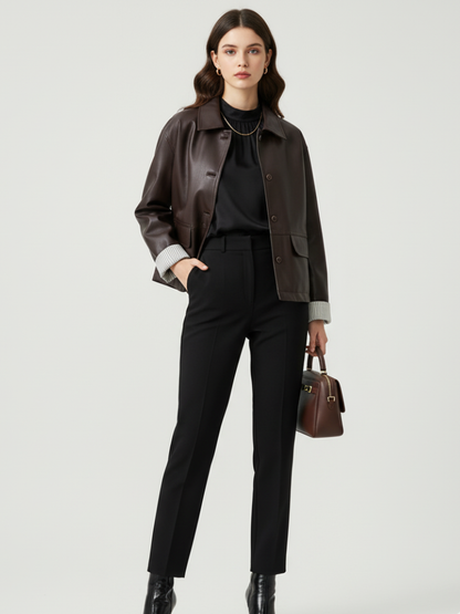 Retro PU Leather Jacket For Women, Brooklyn Heights, BYMANYC New York. - My Men's Shop