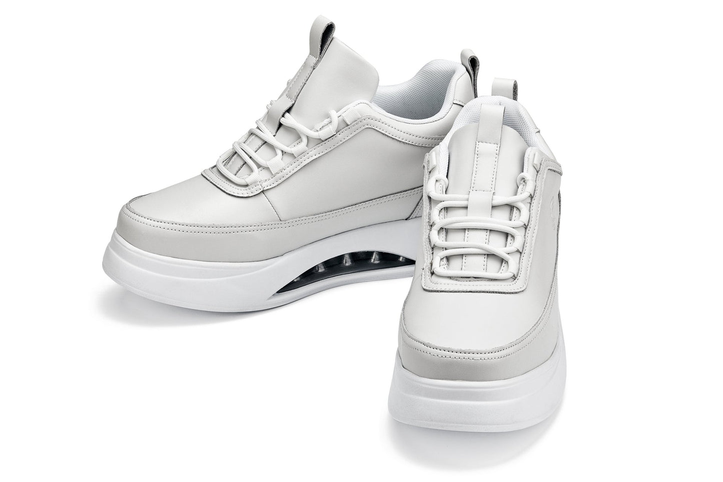 CALTO - S4926 - 3.2 Inches Taller (Bone/White Sole) - Chunky Elevated Platform Sneakers
