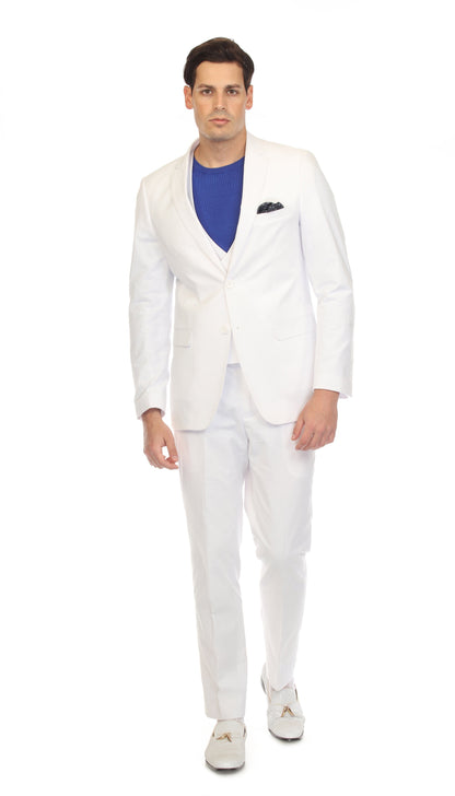 Men's Slim Fit Two Button White Seersucker Suit