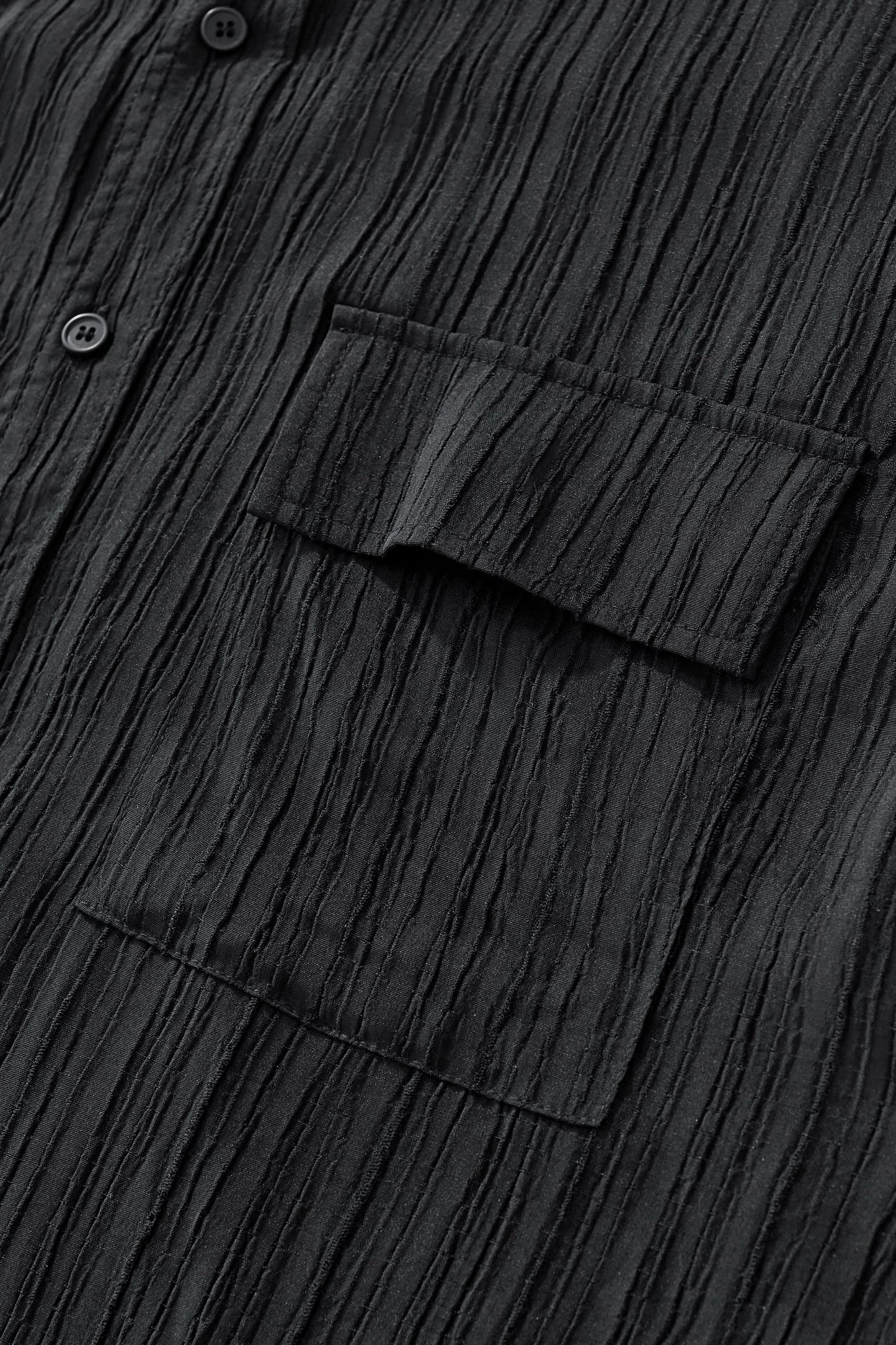 Crinkle Texture Shirt & Pant Set BLACK