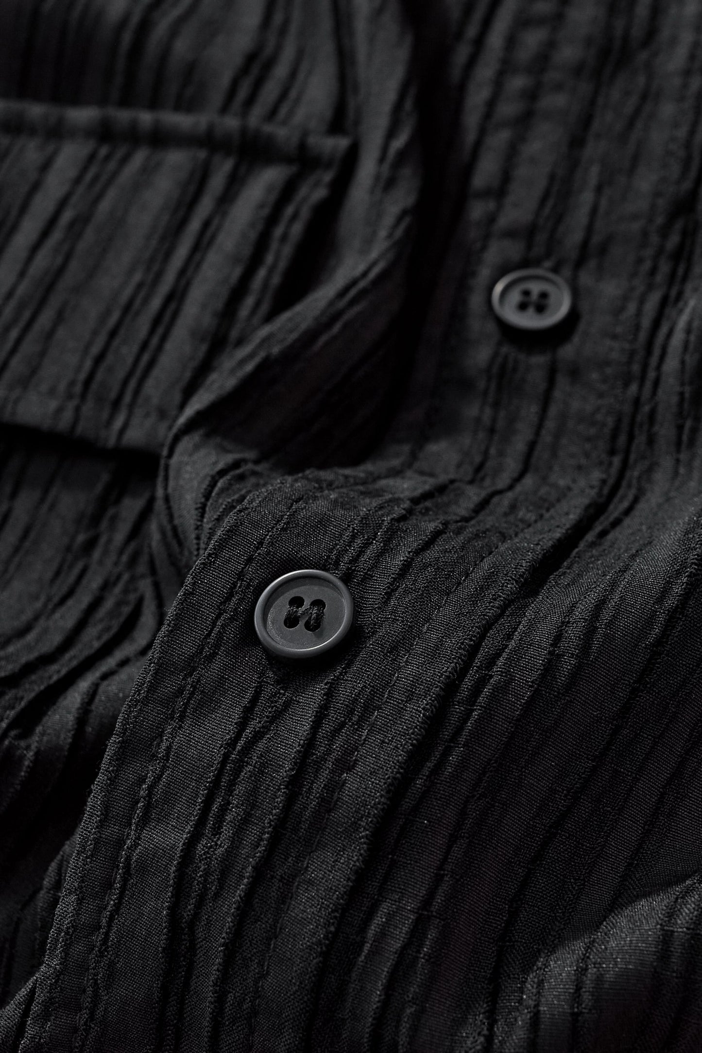 Crinkle Texture Shirt & Pant Set BLACK
