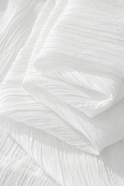 Crinkle Texture Shirt & Pant Set WHITE - My Men's Shop