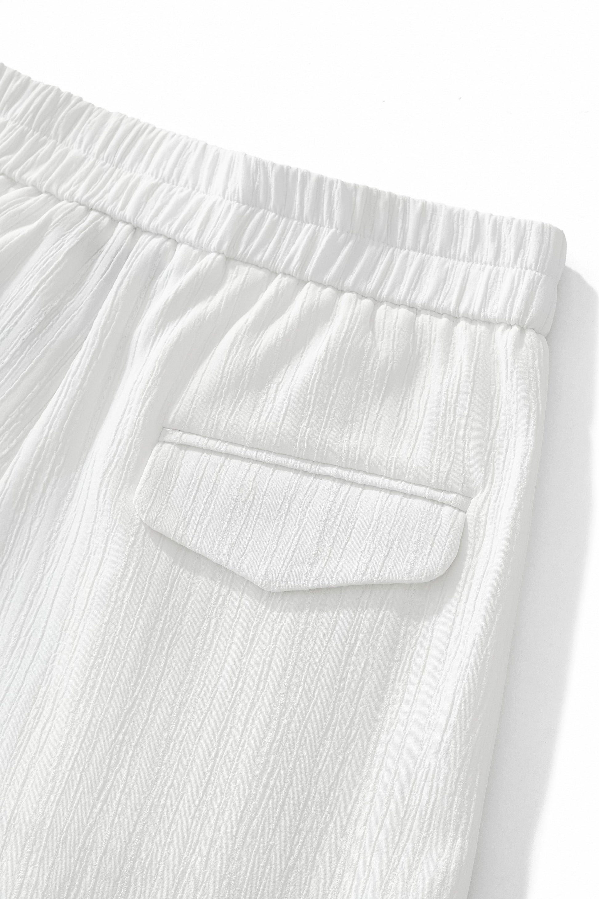 Crinkle Texture Shirt & Pant Set WHITE - My Men's Shop