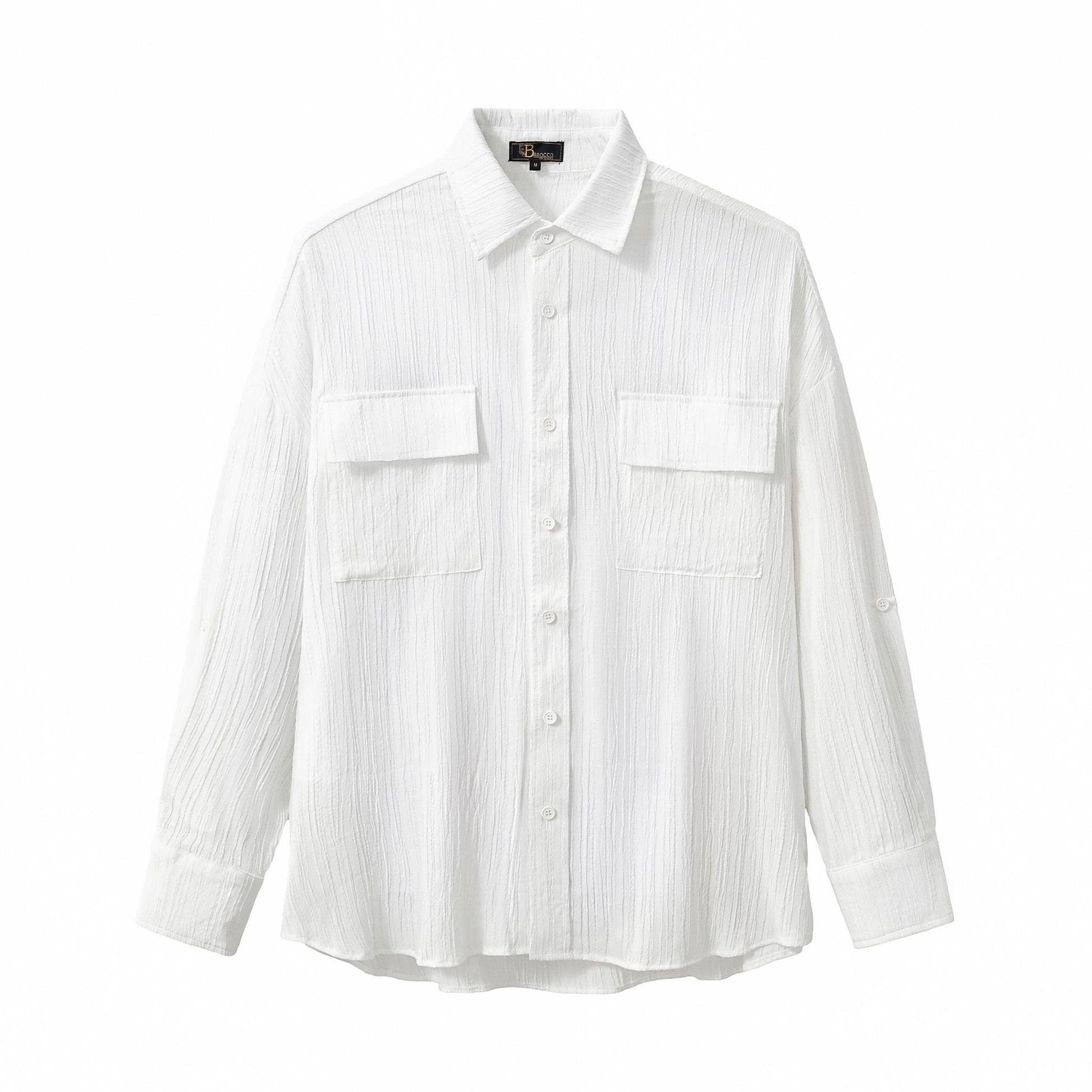 Crinkle Texture Shirt & Pant Set WHITE - My Men's Shop