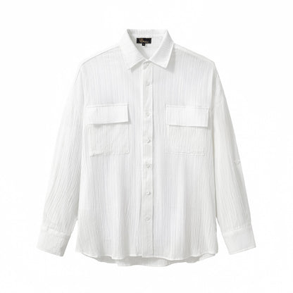Crinkle Texture Shirt & Pant Set WHITE - My Men's Shop