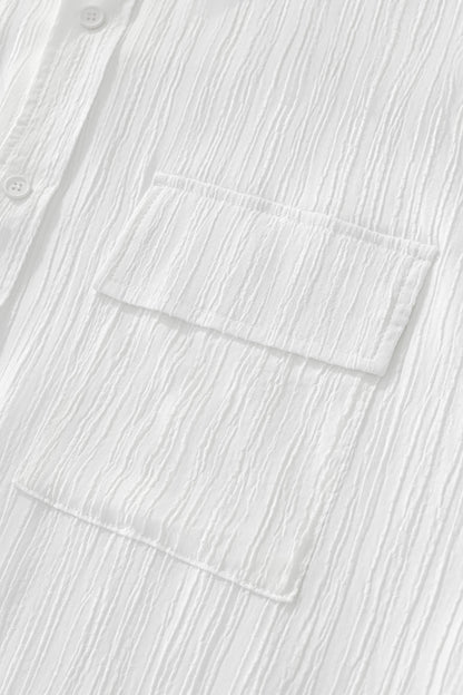 Crinkle Texture Shirt & Pant Set WHITE - My Men's Shop