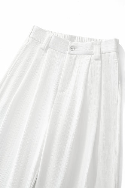 Crinkle Texture Shirt & Pant Set WHITE - My Men's Shop