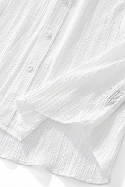 Crinkle Texture Shirt & Pant Set WHITE - My Men's Shop