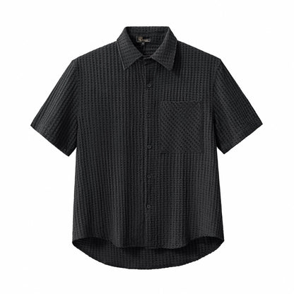 Drift Set – Waffle Textured Shirt & Short BLACK - My Men's Shop
