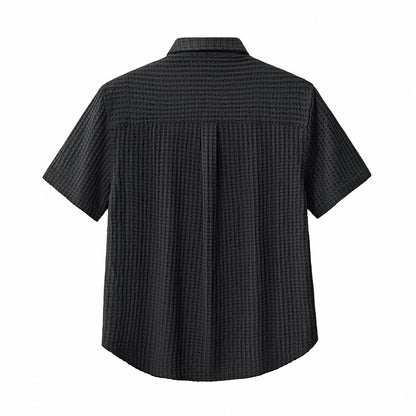 Drift Set – Waffle Textured Shirt & Short BLACK - My Men's Shop